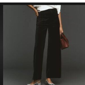 The Colette Full Length Wide Leg Black Velvet Pant by Maeve 31T